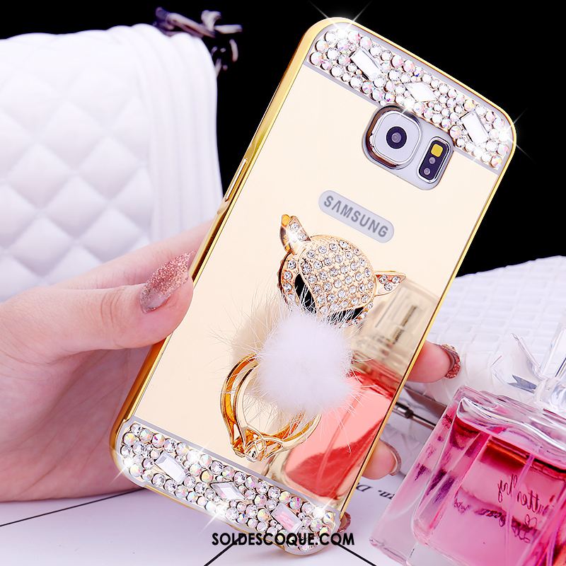 Coque Samsung Galaxy S6 Protection Téléphone Portable Or Rose Anneau Strass En Ligne