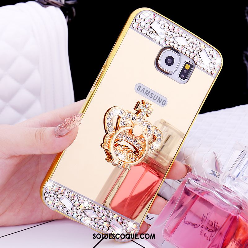 Coque Samsung Galaxy S6 Protection Téléphone Portable Or Rose Anneau Strass En Ligne