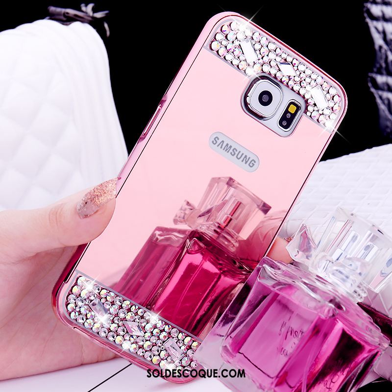 Coque Samsung Galaxy S6 Protection Téléphone Portable Or Rose Anneau Strass En Ligne