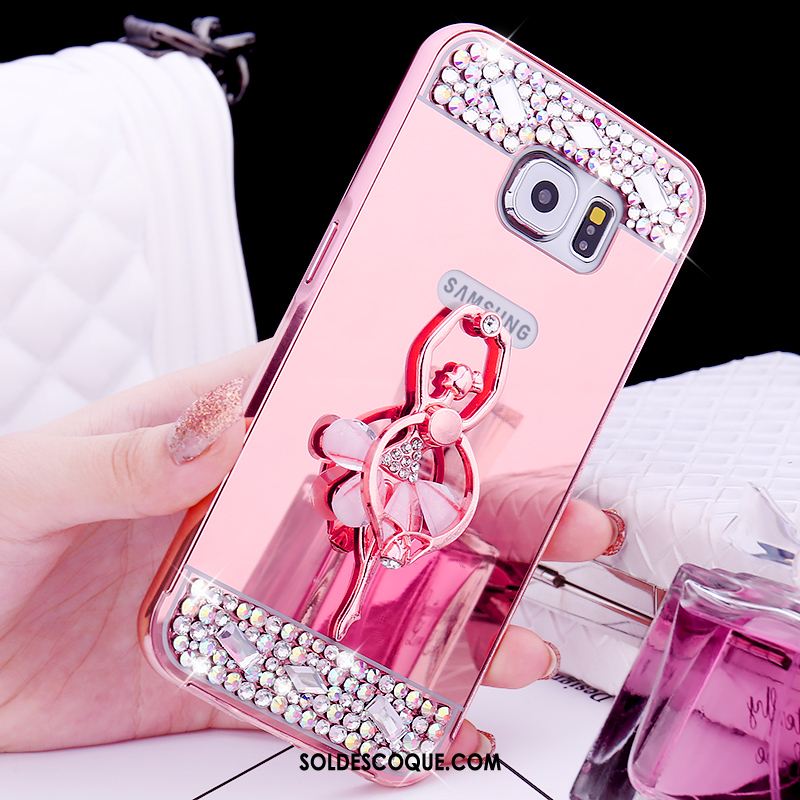 Coque Samsung Galaxy S6 Protection Téléphone Portable Or Rose Anneau Strass En Ligne