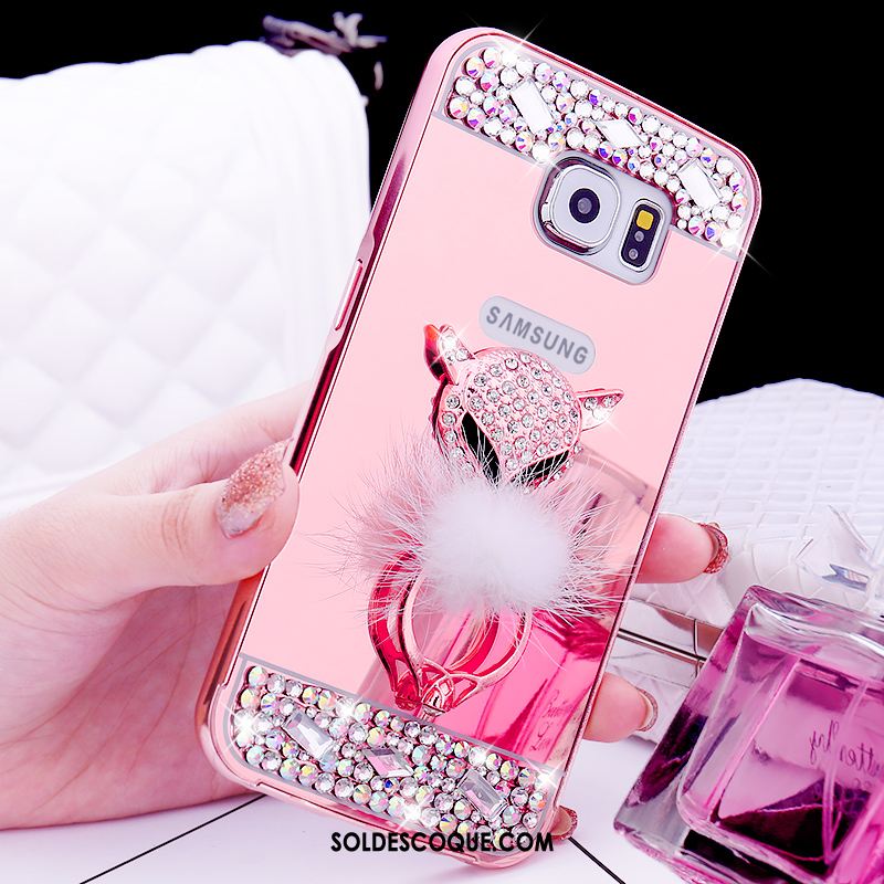 Coque Samsung Galaxy S6 Protection Téléphone Portable Or Rose Anneau Strass En Ligne