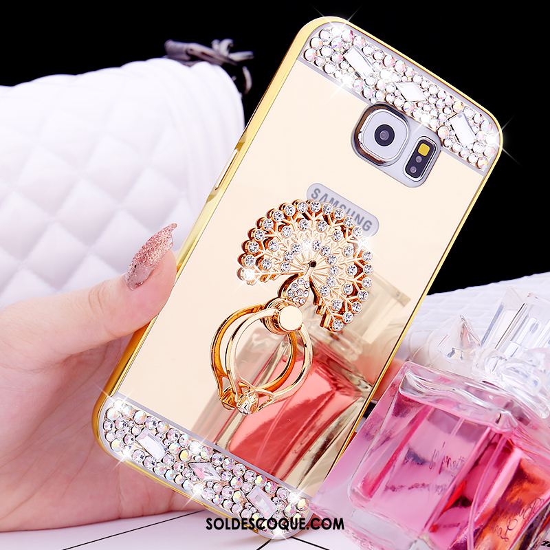 Coque Samsung Galaxy S6 Protection Téléphone Portable Or Rose Anneau Strass En Ligne