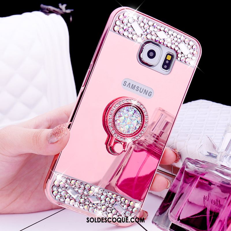 Coque Samsung Galaxy S6 Protection Téléphone Portable Or Rose Anneau Strass En Ligne