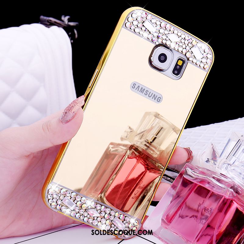 Coque Samsung Galaxy S6 Protection Téléphone Portable Or Rose Anneau Strass En Ligne