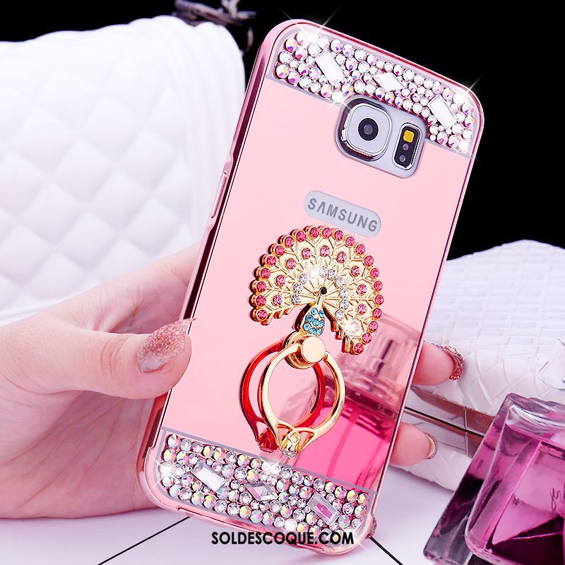 Coque Samsung Galaxy S6 Protection Téléphone Portable Or Rose Anneau Strass En Ligne