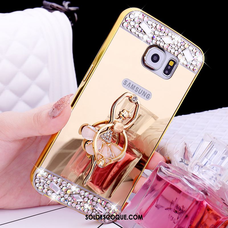 Coque Samsung Galaxy S6 Protection Téléphone Portable Or Rose Anneau Strass En Ligne