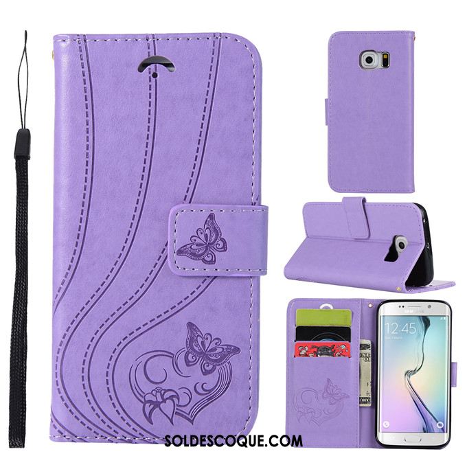 Coque Samsung Galaxy S6 Protection Téléphone Portable Étoile Étui En Cuir Violet En Ligne