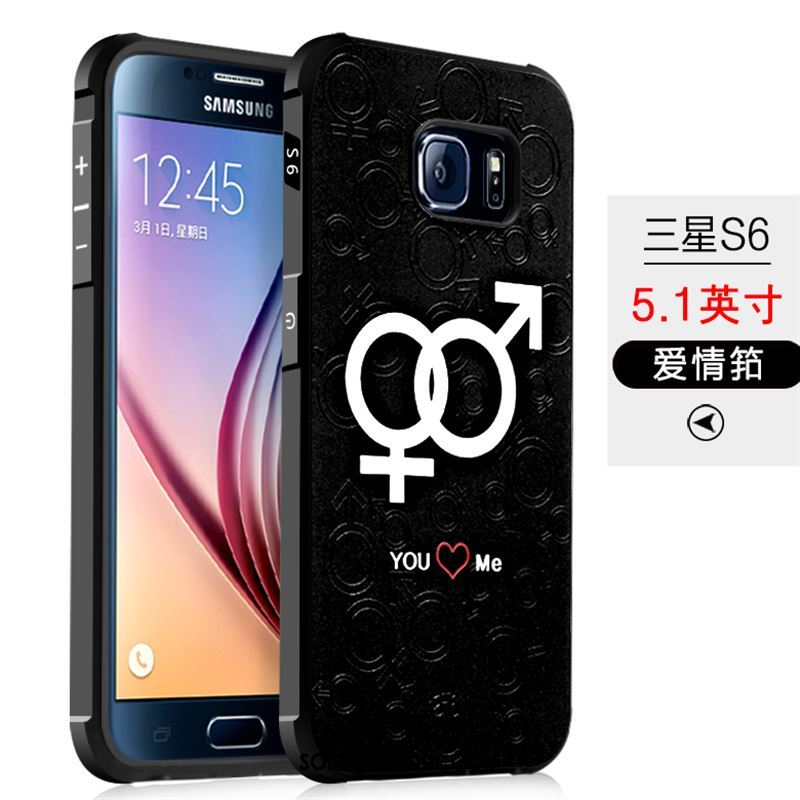 Coque Samsung Galaxy S6 Silicone Protection Dessin Animé Noir Fluide Doux Pas Cher