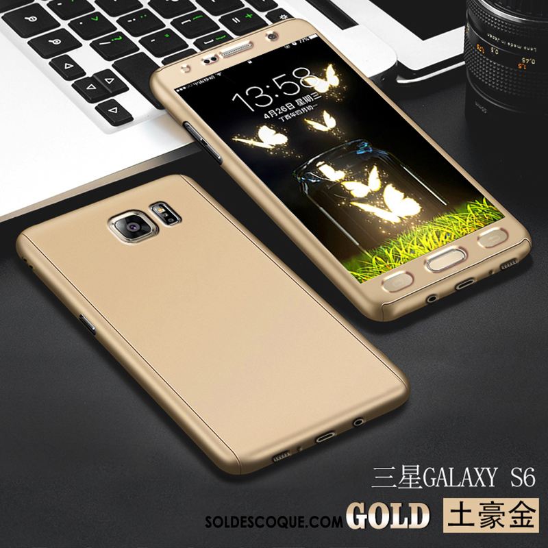 Coque Samsung Galaxy S6 Téléphone Portable Difficile Étui Bleu Délavé En Daim Pas Cher