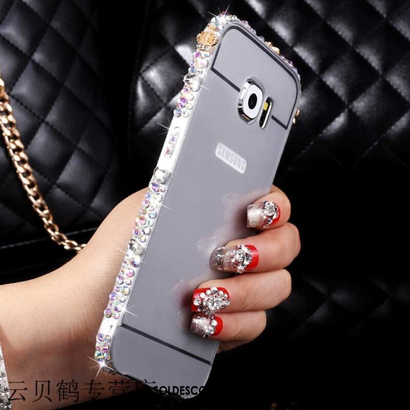 Coque Samsung Galaxy S6 Étoile Incruster Strass Border Étui Métal En Vente