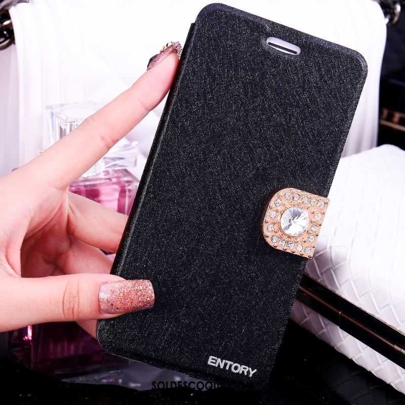 Coque Samsung Galaxy S6 Étoile Noir Incruster Strass Étui Étui En Cuir Soldes