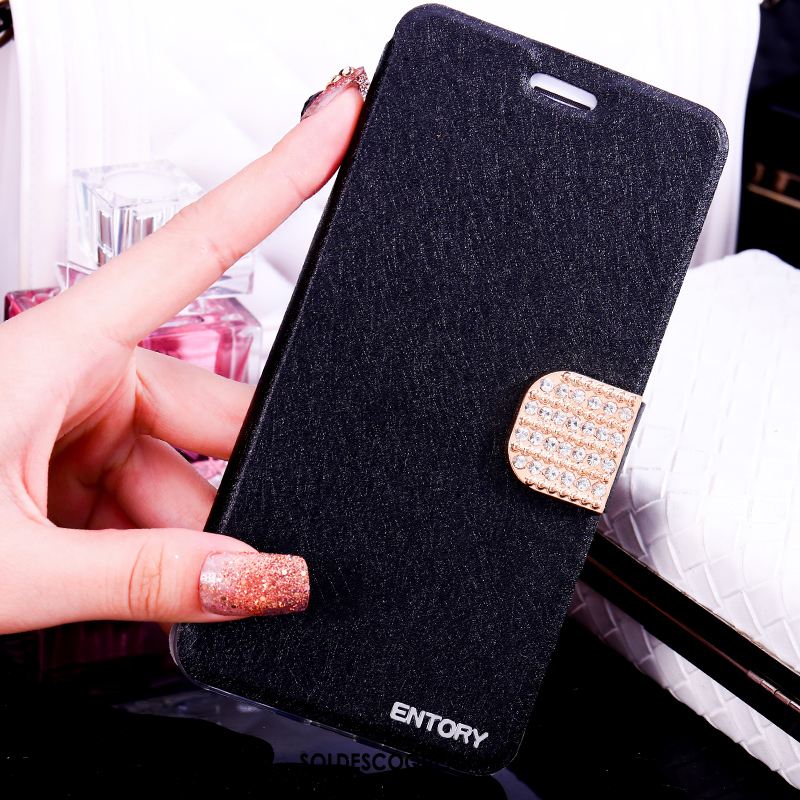 Coque Samsung Galaxy S6 Étoile Noir Incruster Strass Étui Étui En Cuir Soldes