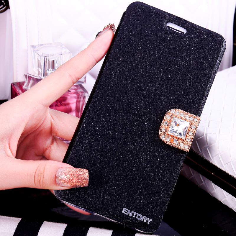 Coque Samsung Galaxy S6 Étoile Noir Incruster Strass Étui Étui En Cuir Soldes