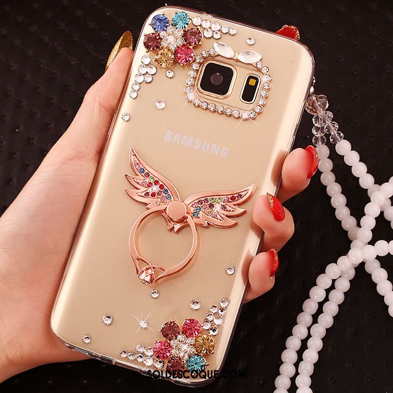 Coque Samsung Galaxy S6 Étui Protection Fluide Doux Téléphone Portable Strass Housse Pas Cher