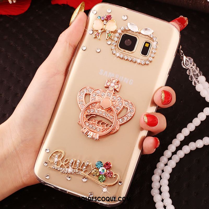 Coque Samsung Galaxy S6 Étui Protection Fluide Doux Téléphone Portable Strass Housse Pas Cher