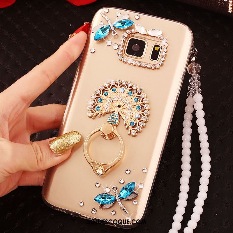 Coque Samsung Galaxy S6 Étui Protection Fluide Doux Téléphone Portable Strass Housse Pas Cher