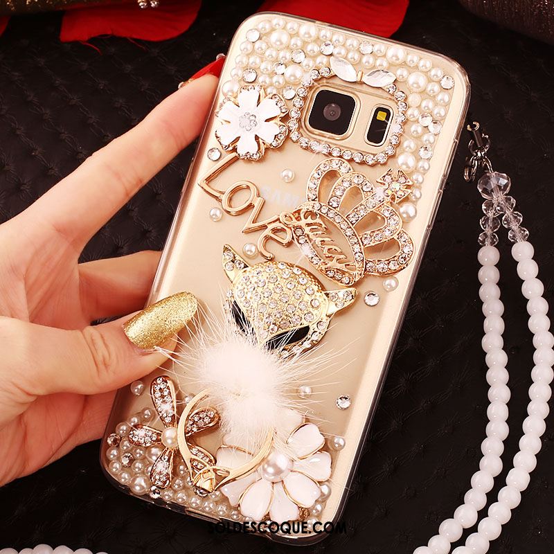 Coque Samsung Galaxy S6 Étui Protection Fluide Doux Téléphone Portable Strass Housse Pas Cher