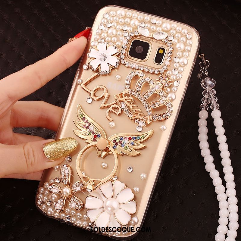 Coque Samsung Galaxy S6 Étui Protection Fluide Doux Téléphone Portable Strass Housse Pas Cher