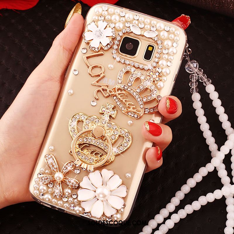 Coque Samsung Galaxy S6 Étui Protection Fluide Doux Téléphone Portable Strass Housse Pas Cher