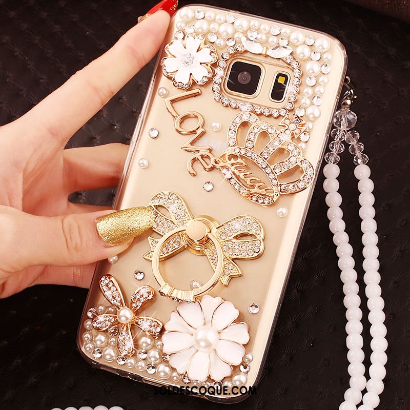 Coque Samsung Galaxy S6 Étui Protection Fluide Doux Téléphone Portable Strass Housse Pas Cher