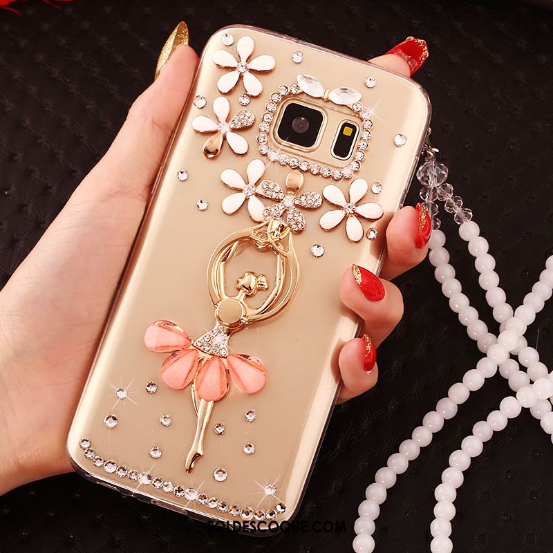 Coque Samsung Galaxy S6 Étui Protection Fluide Doux Téléphone Portable Strass Housse Pas Cher