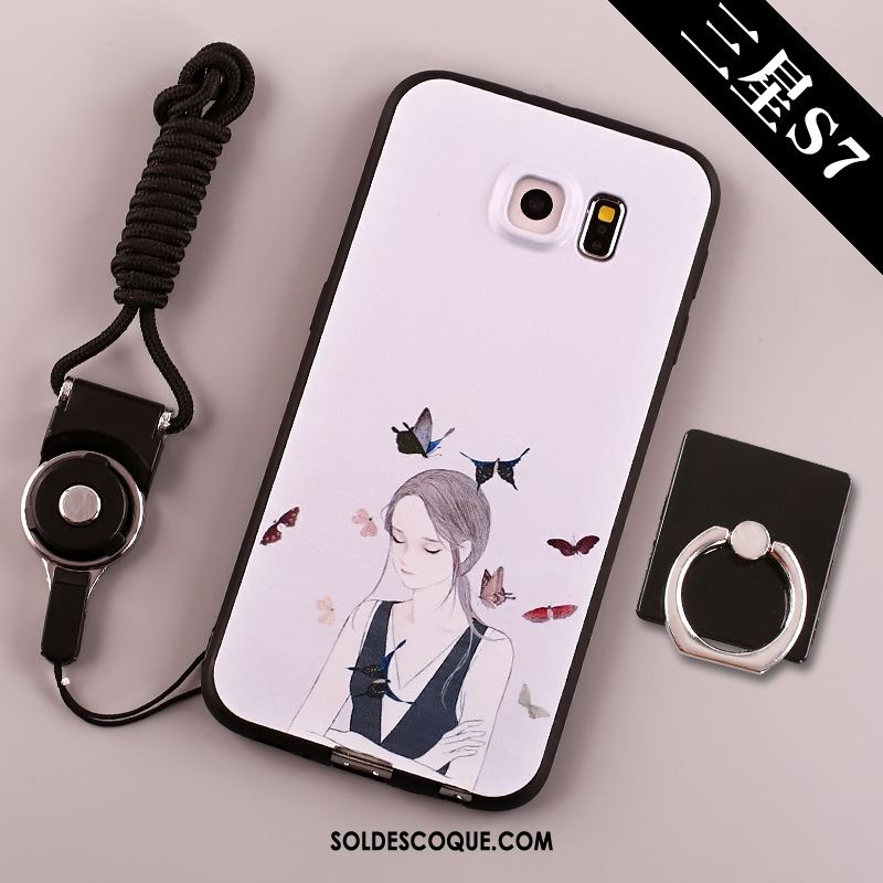 Coque Samsung Galaxy S7 Bleu Fluide Doux Tendance Téléphone Portable Étoile Housse En Ligne