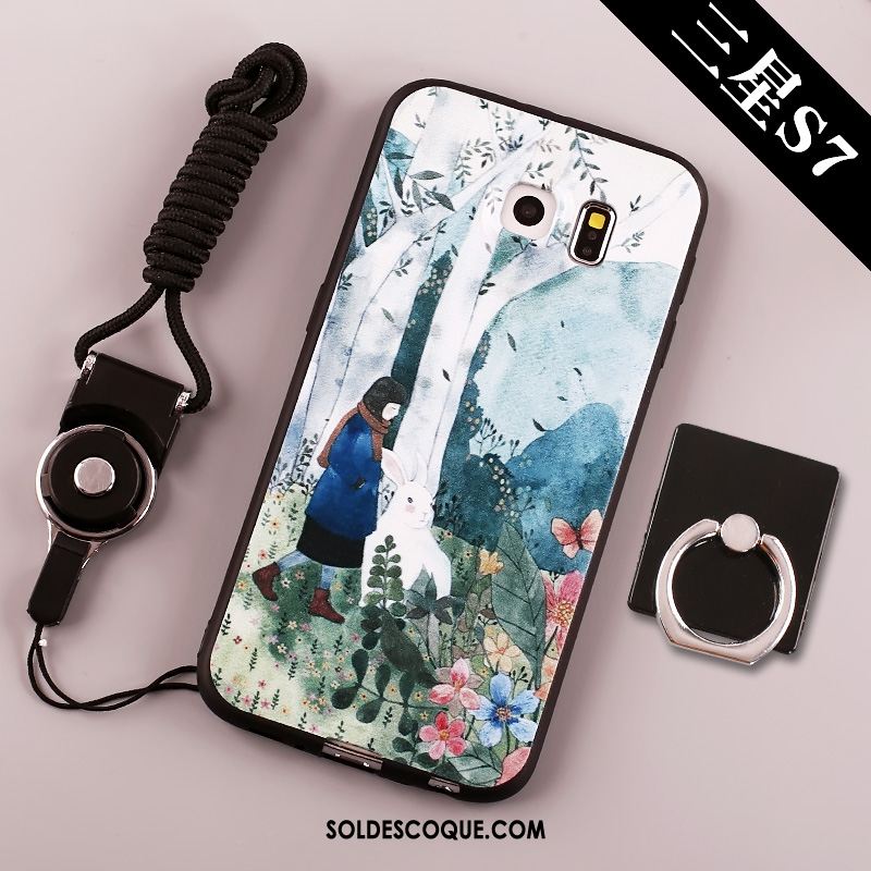 Coque Samsung Galaxy S7 Bleu Fluide Doux Tendance Téléphone Portable Étoile Housse En Ligne