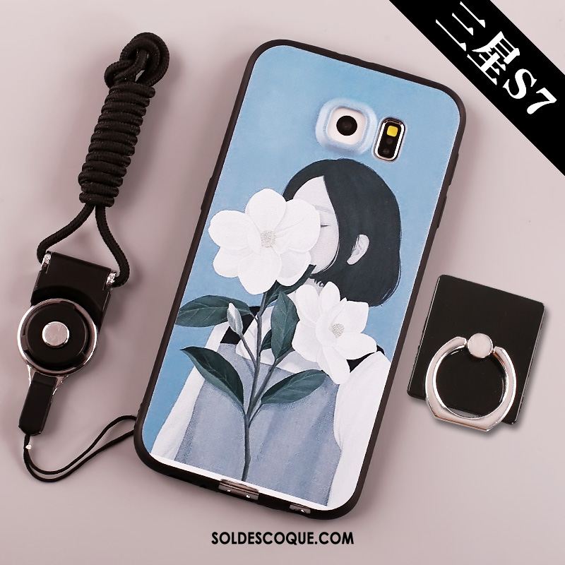 Coque Samsung Galaxy S7 Bleu Fluide Doux Tendance Téléphone Portable Étoile Housse En Ligne