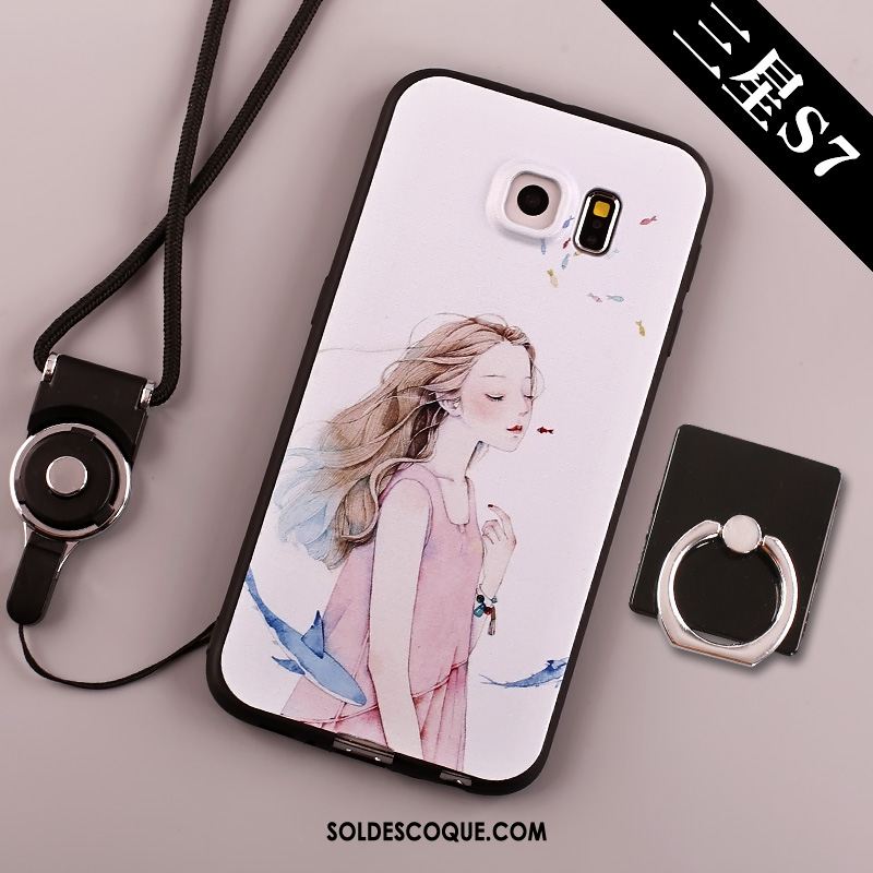 Coque Samsung Galaxy S7 Bleu Fluide Doux Tendance Téléphone Portable Étoile Housse En Ligne