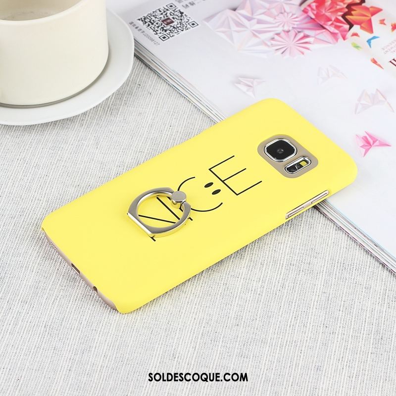 Coque Samsung Galaxy S7 Difficile Anneau Délavé En Daim Jaune Étoile Soldes