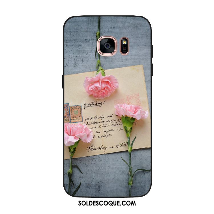 Coque Samsung Galaxy S7 Délavé En Daim Rose Étoile Vintage Rouge Housse En Ligne