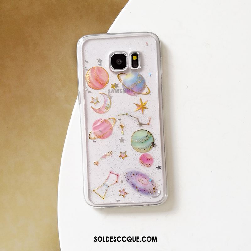 Coque Samsung Galaxy S7 Edge Ciel Étoilé Étoile Rose Créatif Fluide Doux Soldes