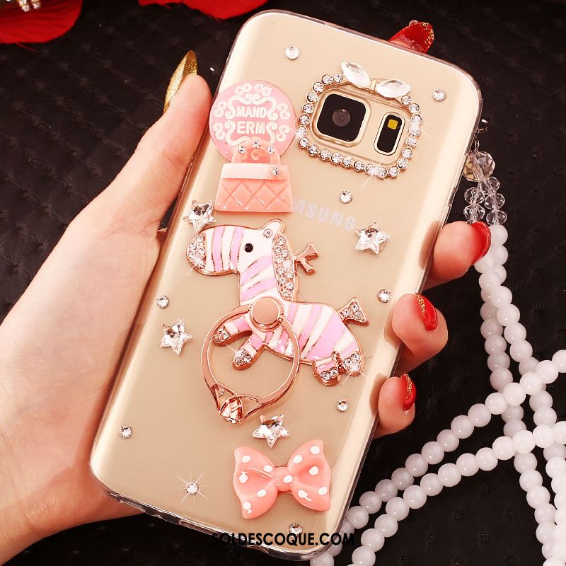 Coque Samsung Galaxy S7 Edge Fluide Doux Rose Protection Ornements Suspendus Charmant En Vente