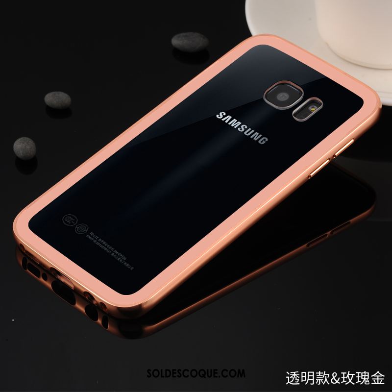 Coque Samsung Galaxy S7 Edge Or Rose Métal Très Mince Tendance Border En Vente
