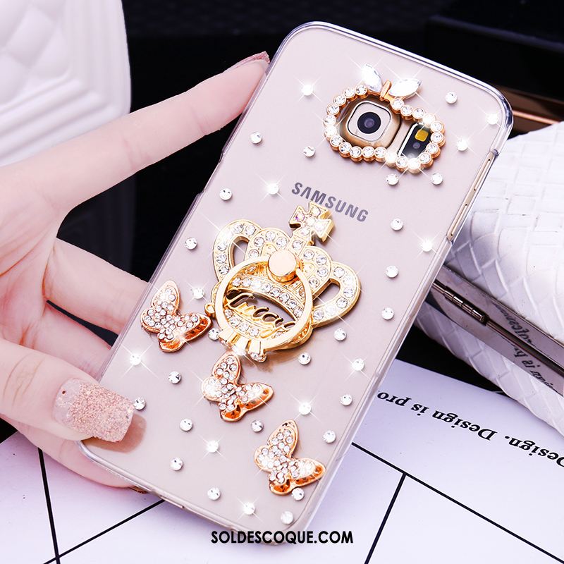 Coque Samsung Galaxy S7 Edge Or Étoile Étui Strass Anneau France