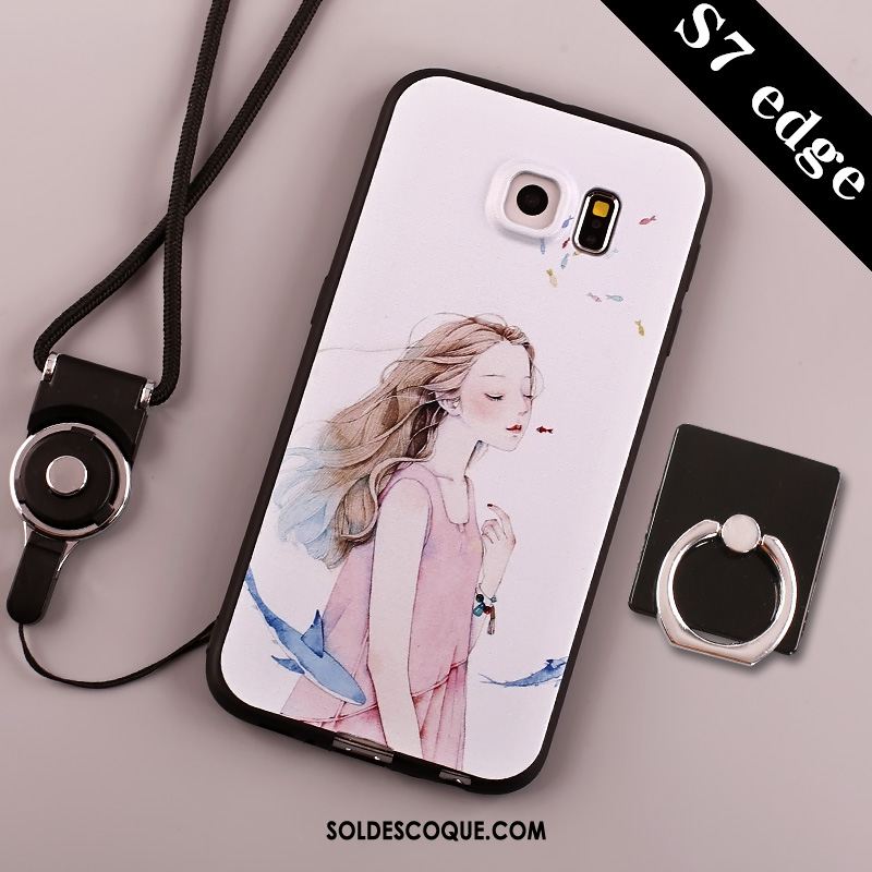 Coque Samsung Galaxy S7 Edge Protection Fluide Doux Anneau Une Agrafe Étui Pas Cher