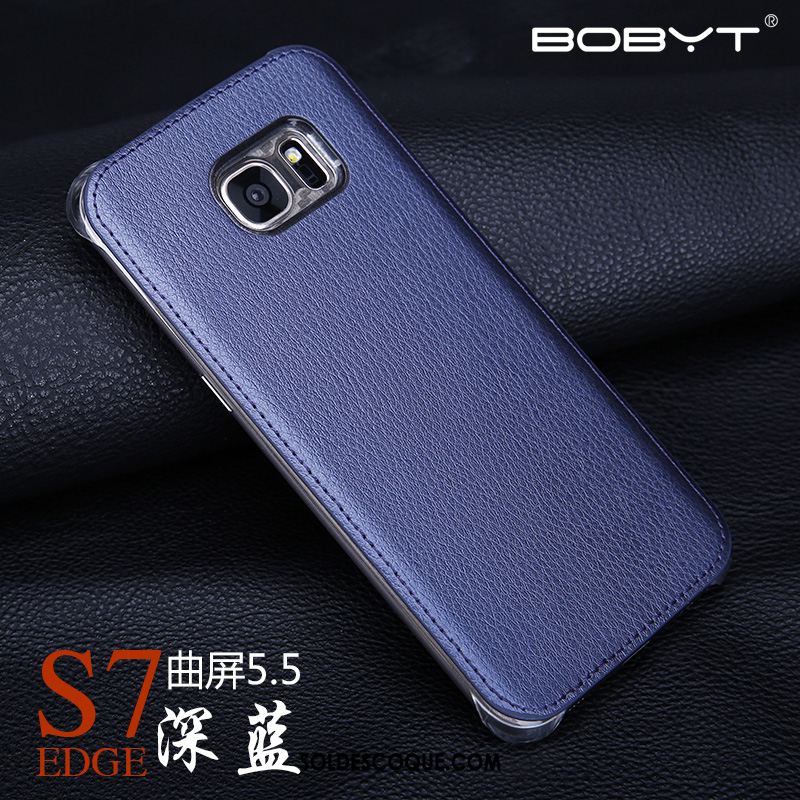 Coque Samsung Galaxy S7 Edge Étoile Étui En Cuir Bleu Marin Téléphone Portable Protection Housse En Ligne