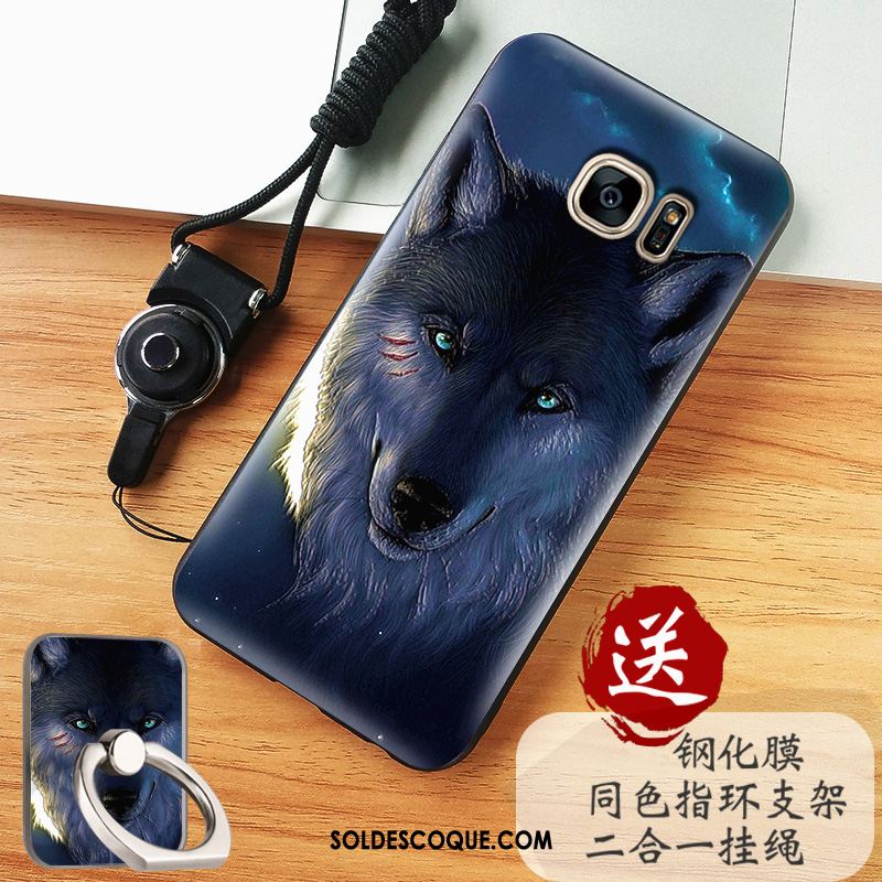 Coque Samsung Galaxy S7 Edge Étui Bleu Étoile Protection Téléphone Portable Pas Cher