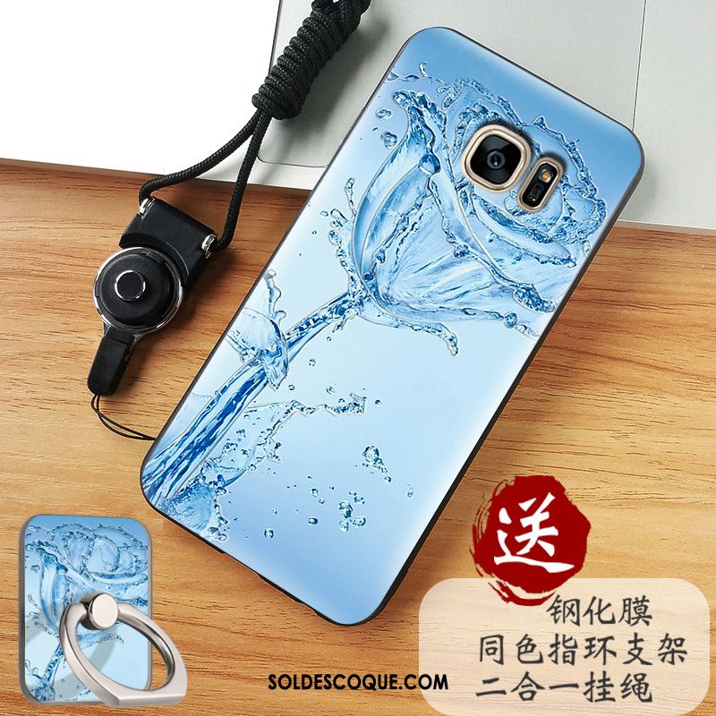 Coque Samsung Galaxy S7 Edge Étui Bleu Étoile Protection Téléphone Portable Pas Cher