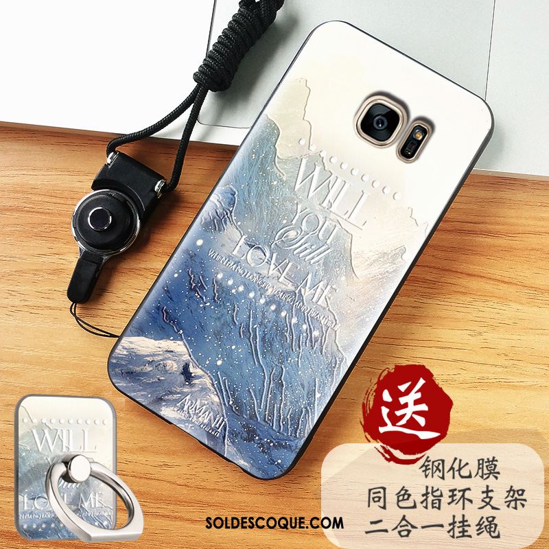 Coque Samsung Galaxy S7 Edge Étui Bleu Étoile Protection Téléphone Portable Pas Cher