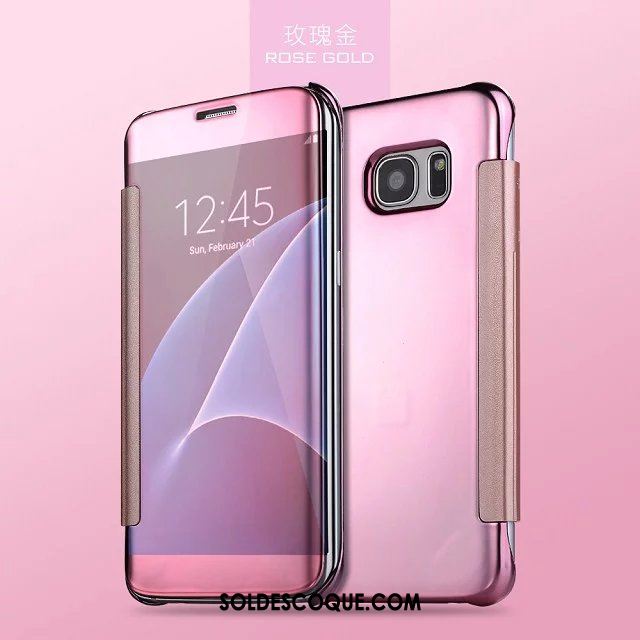 Coque Samsung Galaxy S7 Edge Étui En Cuir Nouveau Clamshell Or Protection En Vente