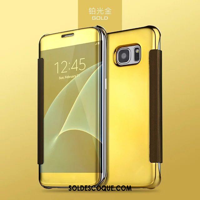 Coque Samsung Galaxy S7 Edge Étui En Cuir Nouveau Clamshell Or Protection En Vente