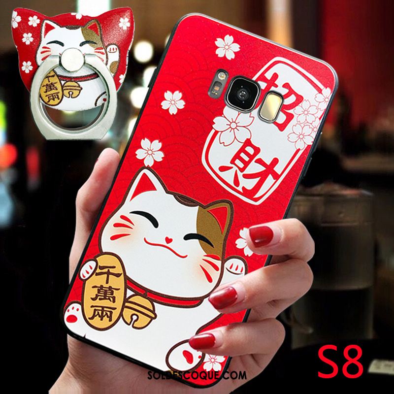 Coque Samsung Galaxy S8 Amoureux Chat Support Ornements Suspendus Incassable Soldes