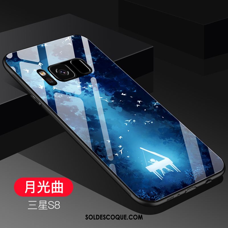 Coque Samsung Galaxy S8 Délavé En Daim Protection Marque De Tendance Bleu Difficile Soldes