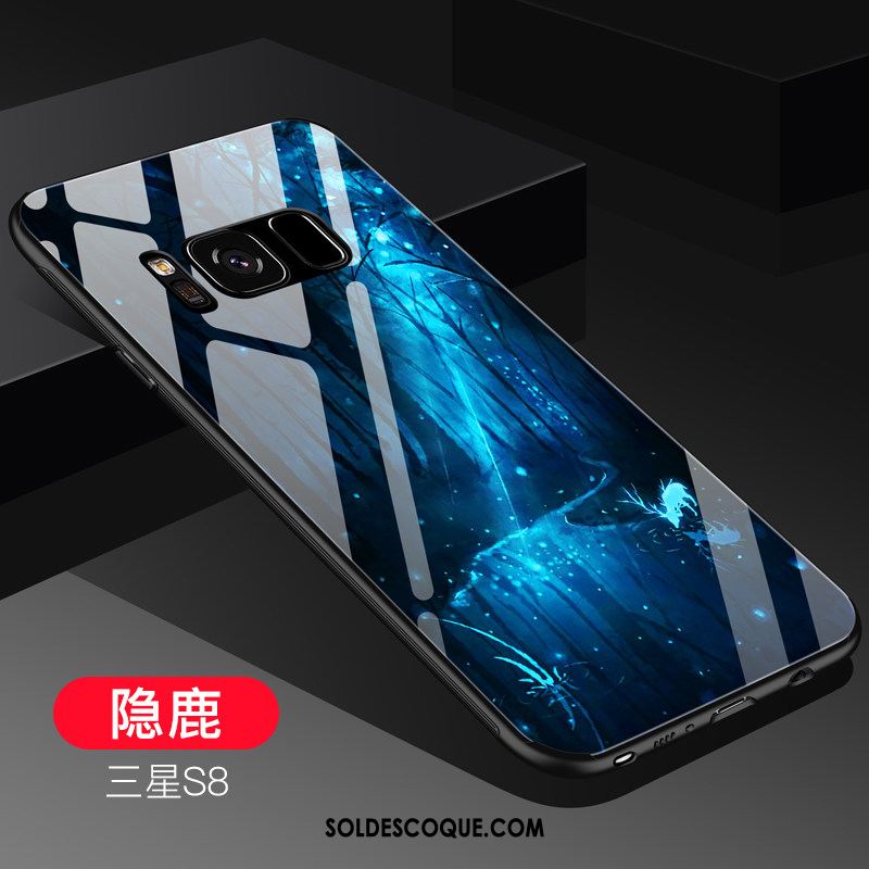 Coque Samsung Galaxy S8 Délavé En Daim Protection Marque De Tendance Bleu Difficile Soldes