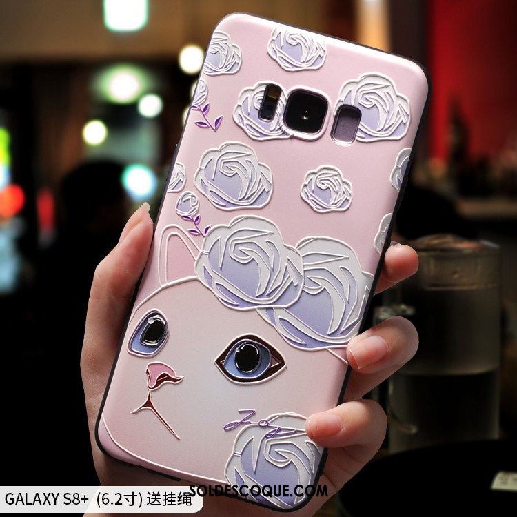 Coque Samsung Galaxy S8+ Délavé En Daim Silicone Protection Rose Étui Pas Cher