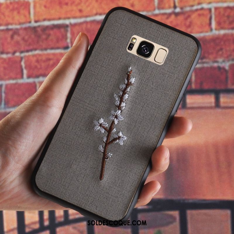 Coque Samsung Galaxy S8+ Incassable Broderie Noir Étoile Vintage En Ligne