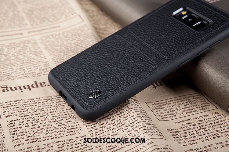 Coque Samsung Galaxy S8 Noir Étoile Incassable Or Étui En Cuir Soldes