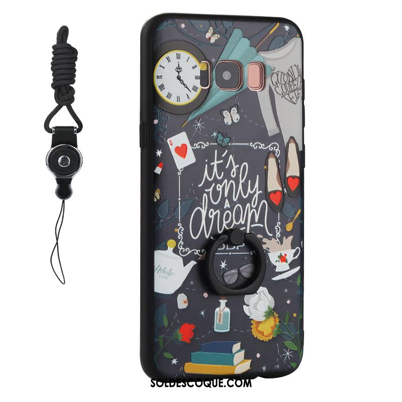 Coque Samsung Galaxy S8+ Téléphone Portable Incassable Gaufrage Gris Ornements Suspendus Pas Cher