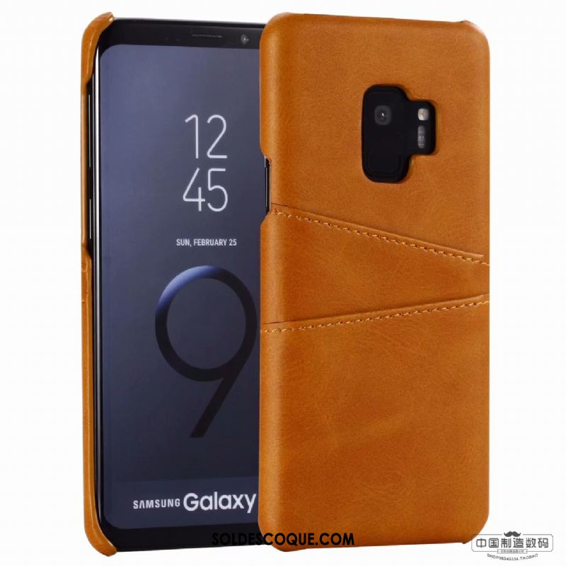 Coque Samsung Galaxy S9 Carte Cuir Véritable Étui En Cuir Téléphone Portable Rouge Soldes